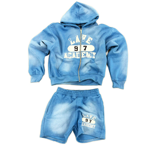 Conjunto de Sudadera con Capucha y Pantalones Cortos Lave 97 Academy para Niños, Chándal Informal de Algodón con Cierre, Ropa Deportiva para Niños, Otoño - Product Image 3