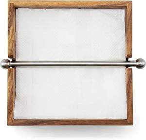 Porte-papier décoratif en métal élégant avec base en bois, parfait pour la décoration de table à la maison, à l'hôtel, au restaurant, pour les mariages et les événements - Product Image 1