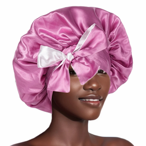 Bonnet de nuit en satin de soie 100% double couche, réglable, grand format, pour les soins des cheveux, unisexe, usage quotidien - Product Image 3