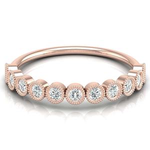 แหวนเพชรโมอิสซาไนต์กลม14กะรัตแหวนหมั้นเพชรครึ่งวงแหวนทองชุบทองแหวนแต่งงานสำหรับผู้หญิง - Product Image 2