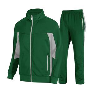 Unisex Green Tracksuit Set Full Zip <b>Jacket</b> With Side Pockets And Matching Joggers Sporty Casual Wear For Adults Autumn Season - Product Image 1