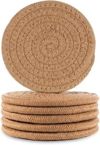 Posavasos Clásico Ecológico Redondo de Cuerda de Algodón Trenzada y Tejida, Resistente al Calor, para Cocina y Mesa de Comedor - Product Image 2