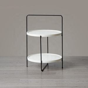 Mesa de centro redonda de lujo moderna del metal con los muebles portátiles de la sala de estar del color variable del almacenamiento dual - Product Image 2