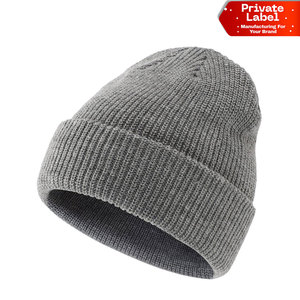 Gorro de Lana con Borde en Contraste y Diseño de Pata de Gallo, Gorro de Primera Calidad, Gorro de Mezcla de Acrílico Suave, Gorro con Patrón Geométrico Chic - Product Image 1
