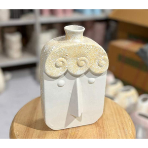 Vase en céramique nordique moderne, blanc texturé, forme de tête humaine abstraite, pot à fleurs pour la décoration de la maison, de l'hôtel, du comptoir, vente en gros - Product Image 4