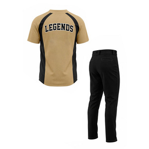 Uniformes de béisbol sublimados, conjunto de uniforme de béisbol para hombre, dorado y negro, que absorbe la humedad, corte regular, para todas las temporadas. - Product Image 2