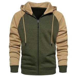 Sweat à capuche thermique personnalisé pour homme, 100 % coton épais, avec fermeture éclair bidirectionnelle, patchs effet vieilli, basique hiver zippé, mélange de coton - Product Image 1
