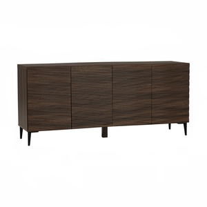 Ready Stock Nordic Modern 1.6m Fluted <b>Sideboard</b> Dark Walnut Finish Console <b>Sideboard</b> <b>Storage</b> Cabinet for Luxury Apartment - Product Image 1