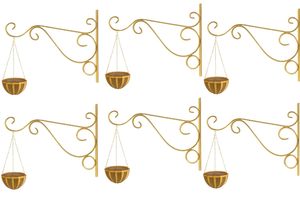 Support mural décoratif en métal doré pour plantes suspendues, paniers de fleurs, lanternes, mangeoires à oiseaux, jardin, véranda et patio - Product Image 2