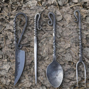 Hand Forged Medieval Viking Cutlery <b>Set</b> Handmade Stainless Steel Knife Fork Spoon <b>Rustic</b> Nordic <b>Dining</b> <b>Set</b> - Product Image 3