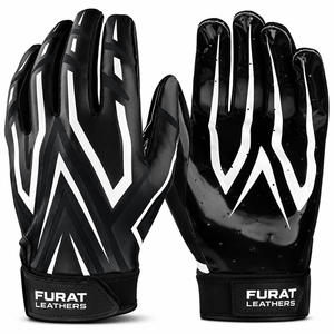 Guantes de Fútbol Americano FURAT LEATHERS de Silicona para Receptor, Dedos Completos, Blancos y Negros, con Estampado por Sublimación, Antihumedad, No Deportivos - Product Image 2