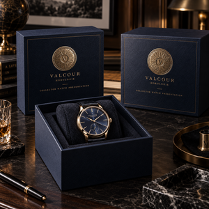 Boîte de présentation de montre de collection VALCOUR HOROLOGIE personnalisée, emballage de luxe à ouverture facile - Product Image 1
