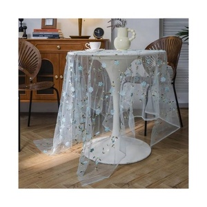 Cotton <b>Table</b> <b>Cloth</b> Sets Bulk Supplier 100% Premium Durable Pastel Blue Embroidered Wedding Disposable OEM Private Label Export - Product Image 5