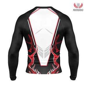 Camiseta de Compresión Sublimada Personalizada para Adultos, para Jiu-Jitsu Brasileño, Elástica, para Hombre, Entrenamiento de Jiu-Jitsu, 100% Poliéster, Rashguard con Pedrería en la Parte Delantera - Product Image 2