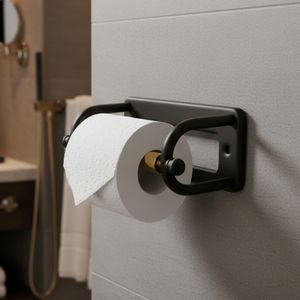 Support mural moderne pour rouleau de papier toilette, fixation adhésive ou par perçage, pour salle de bain, rangement de mouchoirs - Product Image 1