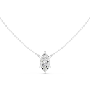 Pendentif solitaire en diamant de laboratoire taille marquise, or massif 10K 14K 18K, bijoux fins pour femmes, accessoires, cadeau, chaîne incluse - Product Image 5