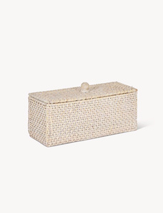 Rectangular Woven <b>Storage</b> <b>Box</b> With Lid Bohemian Style Artisan Woven Tray Elegant Home <b>Decor</b> Piece <b>For</b> Dining And Living Spaces - Product Image 2