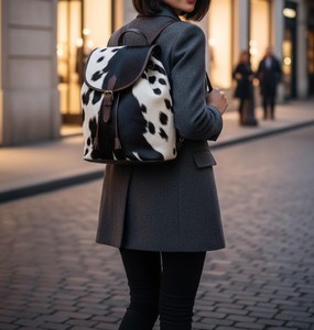 Handmade Hair-On Leather <b>Backpack</b> Premium Cowhide Travel <b>Laptop</b> Bag Custom Logo Wholesale Supplier Manufacturer LHBP-0011 - Product Image 1