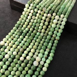 Perles rondes lisses en chrysoprase de qualité AA certifiées IGI 100% naturelles, 6-8 mm, couleur vert pierre, Fire Vivaaz Gems, pour la fabrication de bijoux - Product Image 1