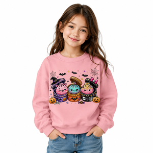 Kids Halloween <b>Sweatshirt</b> for Girls | <b>Cute</b> Kawaii Pumpkin Cartoon Graphic Pullover | O-Neck Long Sleeve Casual <b>Sweatshirt</b> - Product Image 1