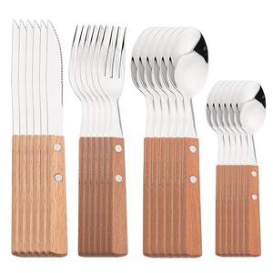 Cubiertos desechables de madera, cuchara, tenedor, cuchillo, utensilios ecológicos para restaurantes y comida para llevar. - Product Image 1