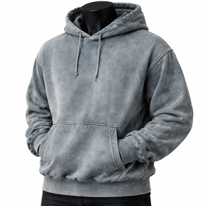 Sudadera con Capucha Oversize de Forro Polar Lavado Estilo Vintage para Hombre y Unisex, Hombro Caído, Estilo Urbano, Logotipo Personalizado, Venta al por Mayor, Mezcla de Algodón - Product Image 3