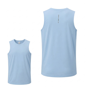 เสื้อกล้ามถักสำหรับผู้ชาย สีฟ้าอ่อน แห้งเร็ว ระบายอากาศได้ดี เหมาะสำหรับออกกำลังกาย วิ่ง ฟิตเนส  รับสกรีนโลโก้ - Product Image 1
