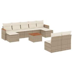 Conjunto de Sofá de Jardín de Ratán Beige con Cojines de Espuma de Alta Densidad, Muebles de Exterior de Diseño Contemporáneo, Resistentes al Agua y a los Rayos UV - Product Image 2