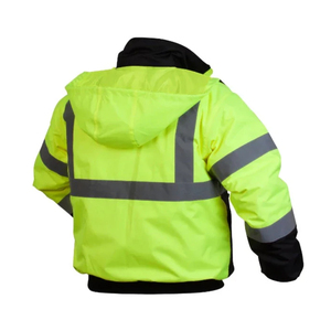 Hi Vis Reflective Work Jacket Men's <b>Winter</b> Waterproof Quick Dry <b>Thick</b> Puffer <b>Coat</b> with Hood Stand Collar Safety Wear - Product Image 3