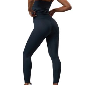 Legging de sport bleu marine pour femme, taille haute, à compression, extensible, pour l'entraînement et la gym - Product Image 6
