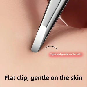 Pinzas Profesionales de Acero Inoxidable Personalizadas de Alta Precisión para Eliminar Puntos Negros, Pinza Plana de 0.01 mm, 11.5 cm, para Cejas - Product Image 4