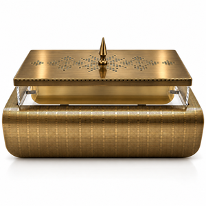 Caja y bandeja de metal martillado y acrílico grabado para chocolates con pomo en forma de media luna, para regalos premium. Tamaños y colores personalizados disponibles aquí. - Product Image 6