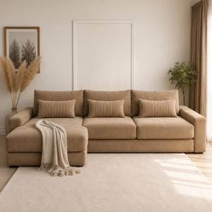 โซฟาผ้าแบบโมเดิร์นรูปตัวแอลสำหรับห้องนั่งเล่นพร้อมหมอนอิง - Product Image 4