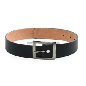 Cinturón informal de cuero negro a la moda para hombre superventas personalizado con hebilla de latón y níquel sólido cinturón informal de negocios unisex - Product Image 1