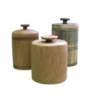 Pot de rangement en bois artisanal, pièce unique, avec couvercle en bois, pour thé, café, sucre, épices, cuisine - Product Image 5