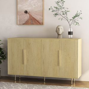 Credenza Moderna in Legno con Ripiani Regolabili, Grande Buffet e Consolle con Finitura Scanalata - Product Image 2