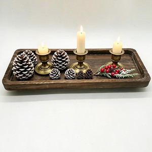 Plateau porte-bougie artisanal en bois de noyer avec laiton - Vente en gros - Product Image 1