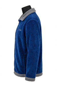 Veste d'hiver unisexe en polaire sherpa bleue très demandée, épaisse, en polyester, entièrement zippée, douce et moelleuse, style Teddy, avec col contrastant - Product Image 3