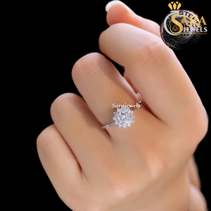 SARA JEWELS Flower Shape Cubic Zirconia Engagement <b>Ring</b> 925 Silver Plated Women's Classic Style For <b>Indian</b> Export - Product Image 2