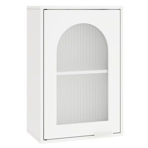 Mobile Bagno Sospeso con Design Ondulato, Anta in Vetro Temperato, Capacità Inferiore 22 Libbre, Mobiletto Medicinali Bagno con Design Ondulato - Product Image 3