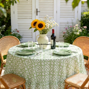 Indian Handmade Cotton Table Cloth Beautiful Hand Block Printed Cotton Table Cover for <b>Wedding</b> Table Cloth for Sale - Product Image 2