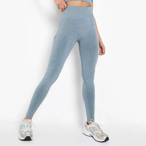 Leggings sin costuras con logo personalizado para mujer, leggings de yoga sin costuras, leggings de gimnasio con efecto fruncido, pantalones de yoga para entrenamiento, mallas deportivas de cintura baja - Product Image 2