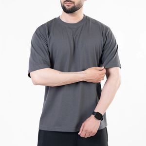 Camisetas de Manga Corta Transpirables con Logotipo Personalizado para Hombre, Camiseta Gris Holgada de Estilo Urbano para Hombre - Product Image 1