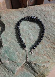 Pulsera de cuentas con diamantes de moissanita negra, talla facetada de calidad AAA - Product Image 4