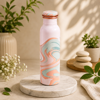 Bouteille d'eau en cuivre pur artisanale de qualité supérieure, motif floral vintage, anti-fuite, gourde design multifonctionnelle, idéale pour les cadeaux promotionnels