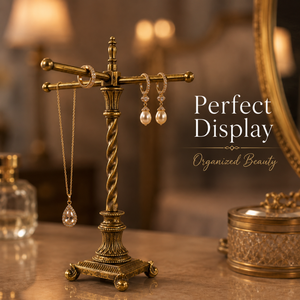 Premium Brass Jewelry Stand with Rotating Arms Necklace Bracelet Holder Elegant <b>Vanity</b> Organizer Display Rack for Home Decor Use - Product Image 2