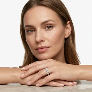 Luxury Women's Rose Gold Lab Grown Brilliant Cut Diamond Band Milgrain Bezel Set Bubble Stackable Wedding <b>Ring</b> Anniversary Party - Product Image 1