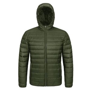 Blouson d'hiver matelassé pour homme style urbain, en toile avec logo frontal, col montant, fermeture éclair, motif uni - Product Image 4