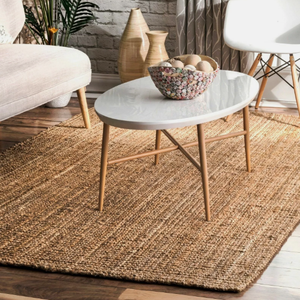 Tapis en jute naturel à bords festonnés, tapis bohème tissé à la main pour salon, chambre, hôtels, et espaces commerciaux - Product Image 5