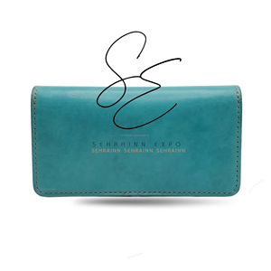 Long Women <b>Tooled</b> Wallet Genuine <b>Leather</b> Hair On Hide Open Closure Card Sleeve Slim Wallet Cowgirl Western Turquoise Purse - Product Image 4